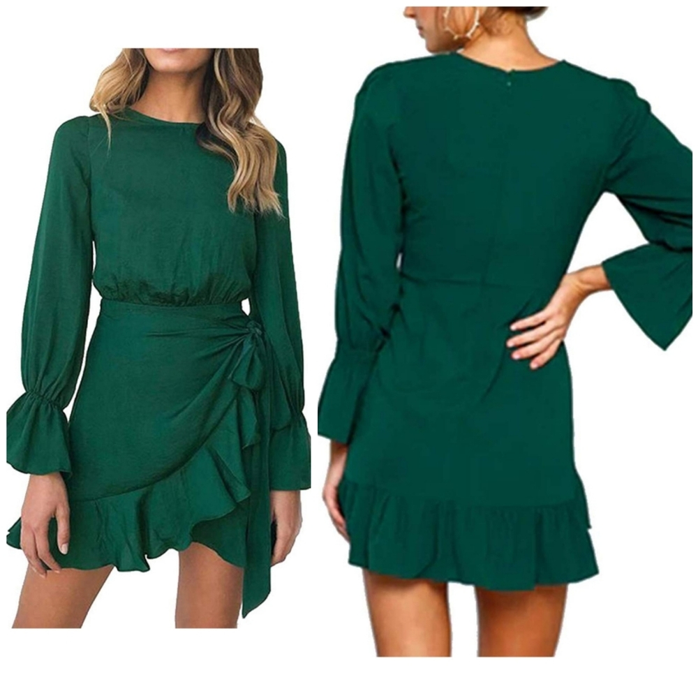 NWT Green Ruffled Dress
